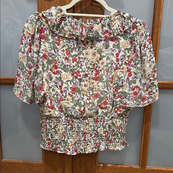 Astr Cream and Green Ruffled Smocked Blouse​ - Picture 9 of 11